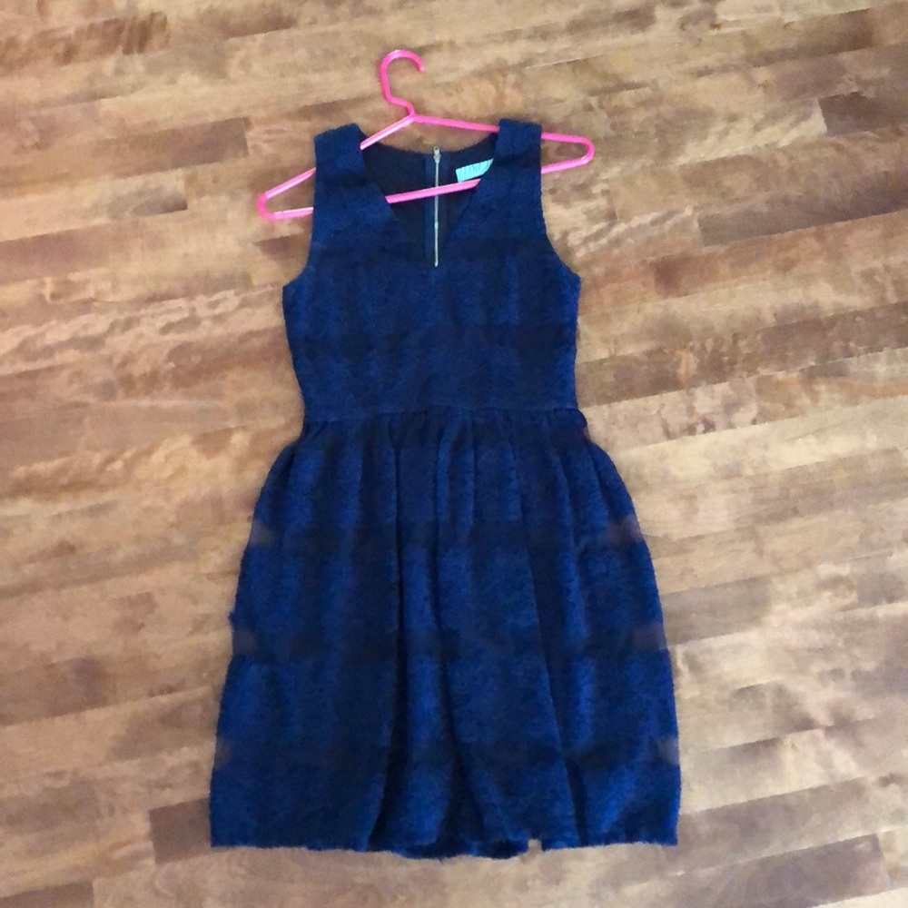 Navy blue V neck dress